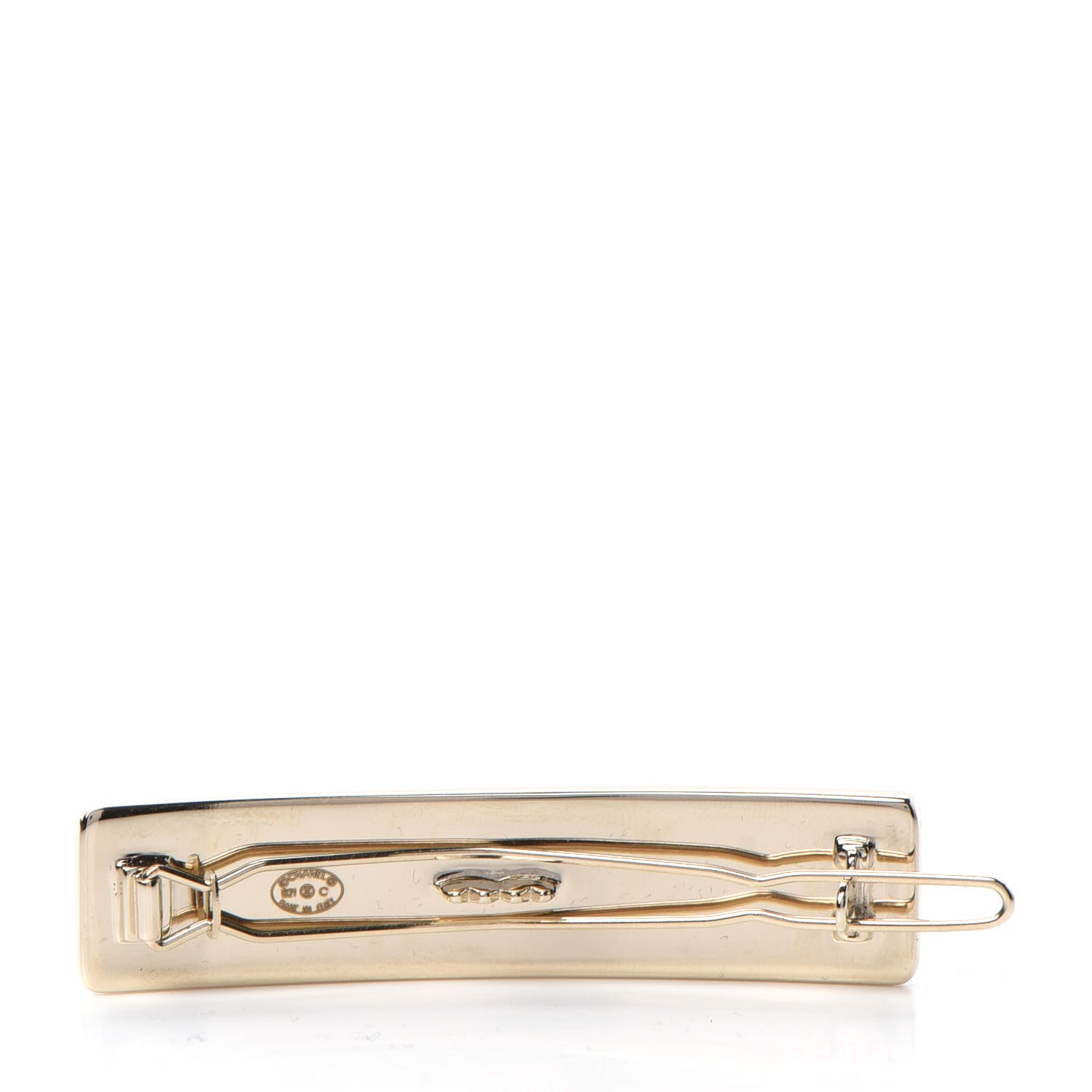 Metal Crystal Logo Hair Clip Gold