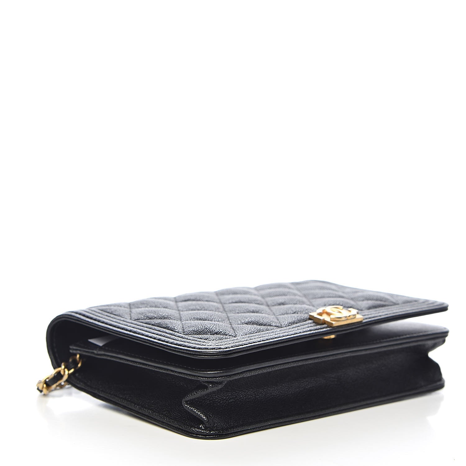Chanel Caviar Quilted Boy Wallet On Chain WOC Black 4 of 12