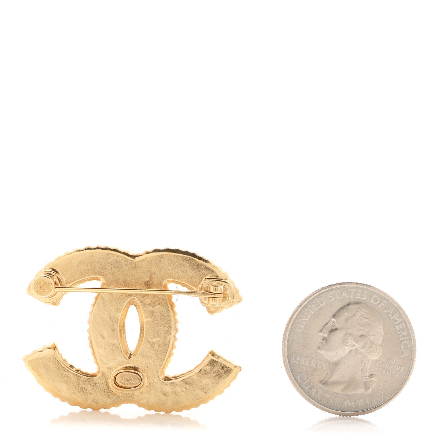 Chanel Metal Enamel CC Brooch Gold White 2 of 3