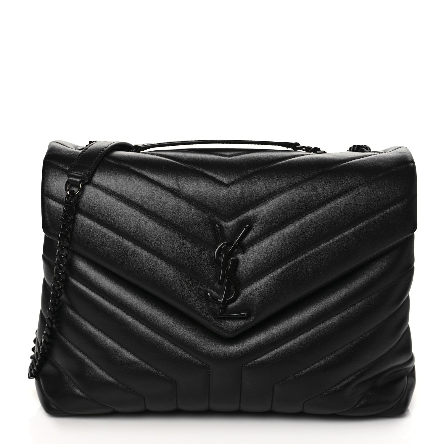 Saint Laurent Calfskin Y Quilted Monogram Medium Loulou Chain Satchel Black 1 of 9