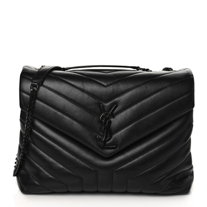 Saint Laurent Calfskin Y Quilted Monogram Medium Loulou Chain Satchel Black 1 of 9