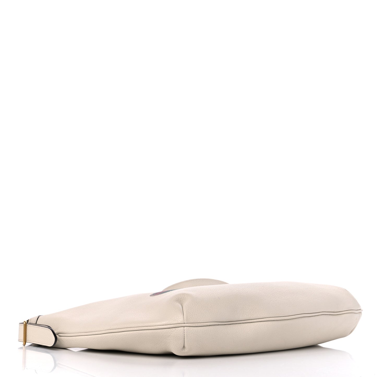 Grained Calfskin Logo Half Moon Hobo White