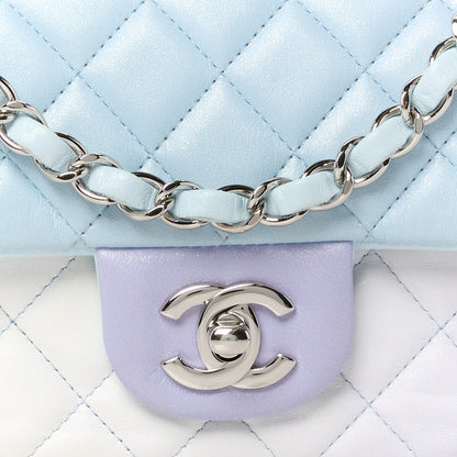 Chanel Perforated Lambskin Quilted Mini Rectangular Flap Light Blue Light Purple White 9 of 13