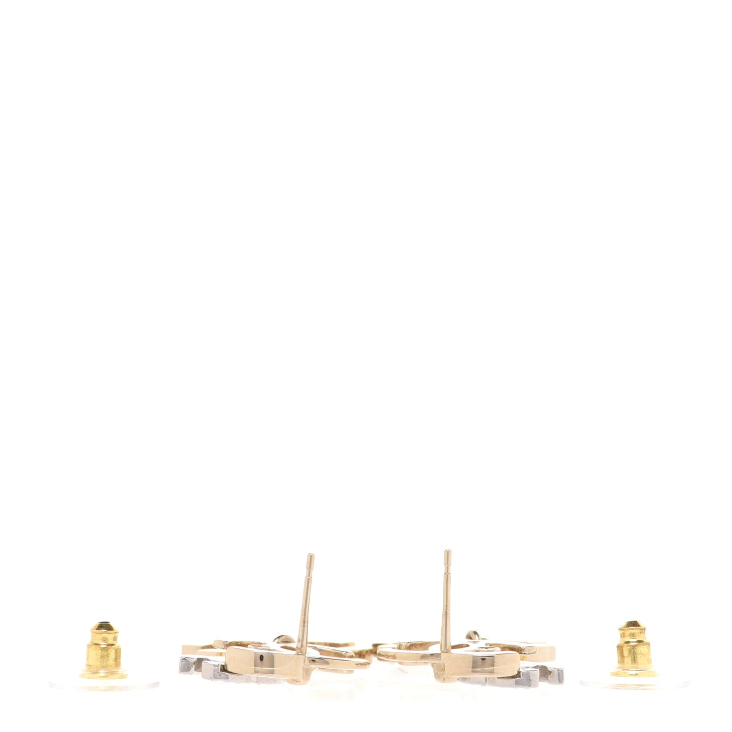 Crystal Pearl Double CC Drop Earrings Gold Silver