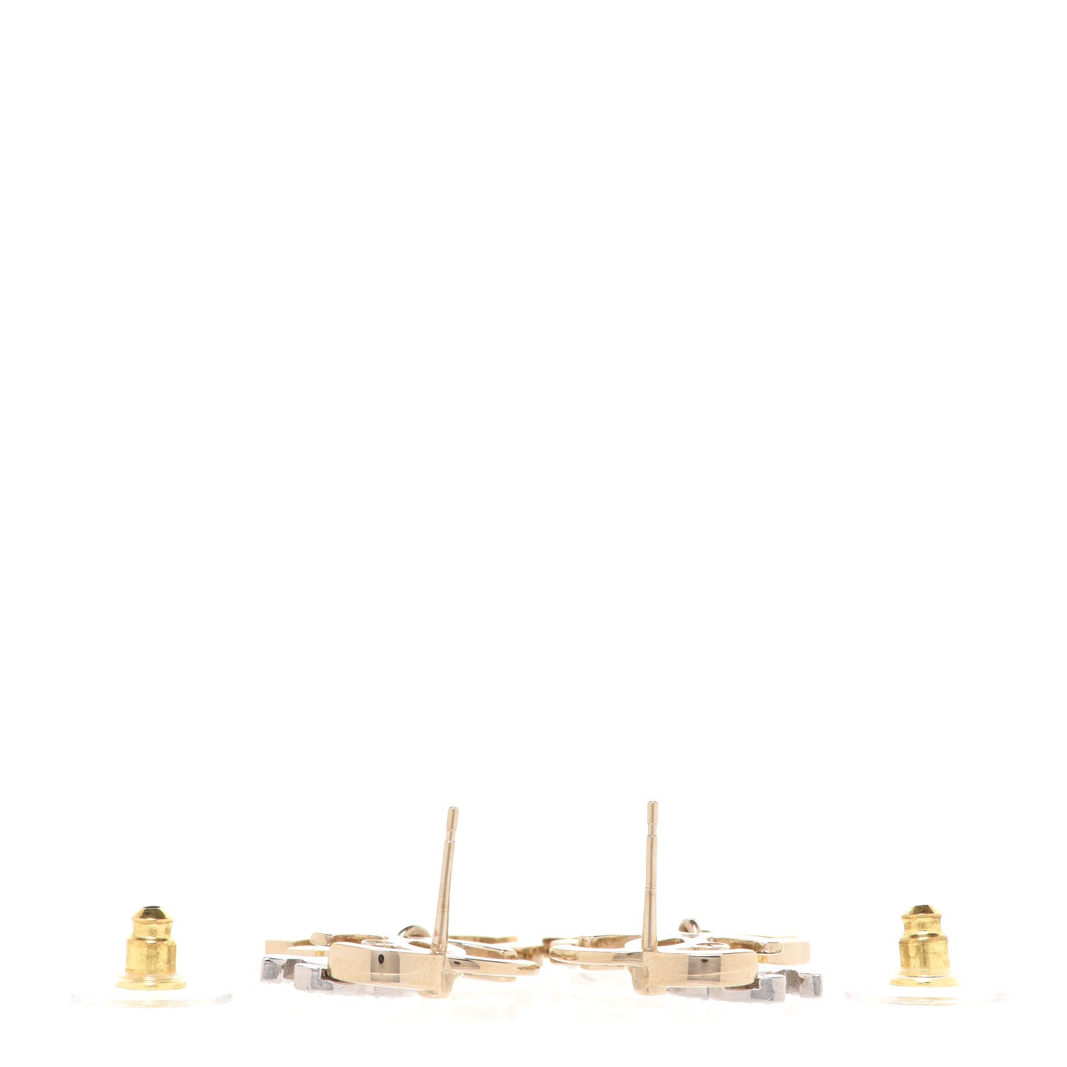 Chanel Crystal Pearl Double CC Drop Earrings Gold Silver 3 of 5