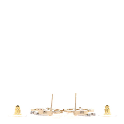Chanel Crystal Pearl Double CC Drop Earrings Gold Silver 3 of 5