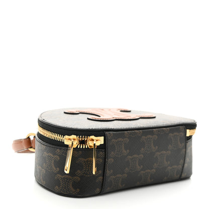 Celine Calfskin Triomphe Canvas Half Moon Case Tan 4 of 11