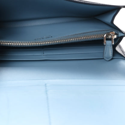 Prada Saffiano Bi-Color Metal Continental Flap Travel Wallet Baltico Astrale 5 of 8