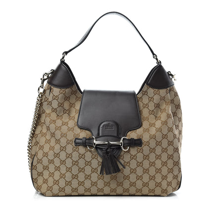 Gucci Monogram Margaux Calfskin Medium Emily Hobo Beige Ebony Cocoa 1 of 11