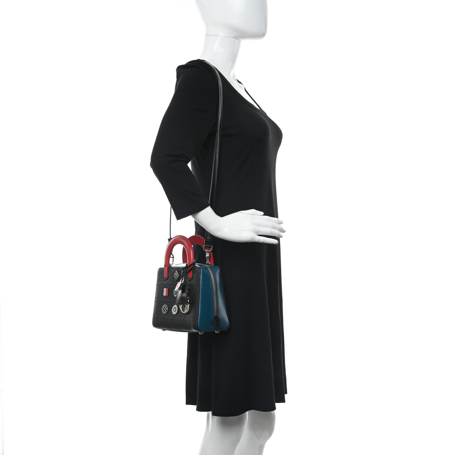 Christian Dior Goatskin Calfskin Cannage Beaded Lily Tote Multicolor 2 of 11
