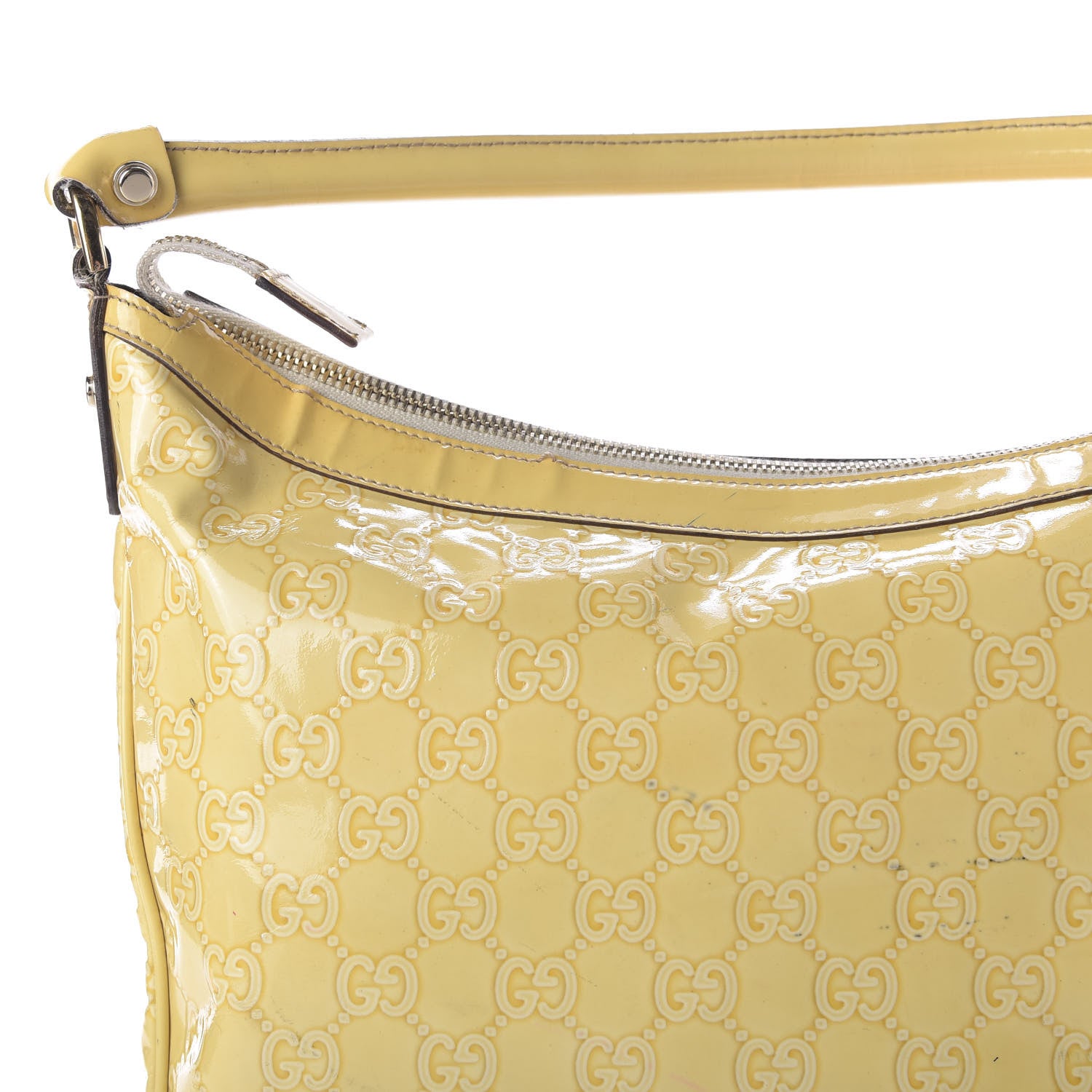 Gucci Patent Guccissima Pocket Hobo Yellow 10 of 15