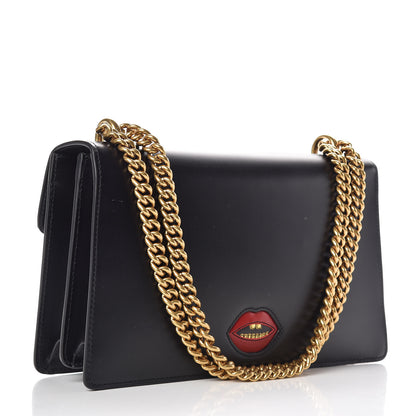 Gucci Knight Calfskin Malaga Kid Heart Medium GG Marmont Chain Handle Bag Black Hibiscus Red Multicolor 3 of 11