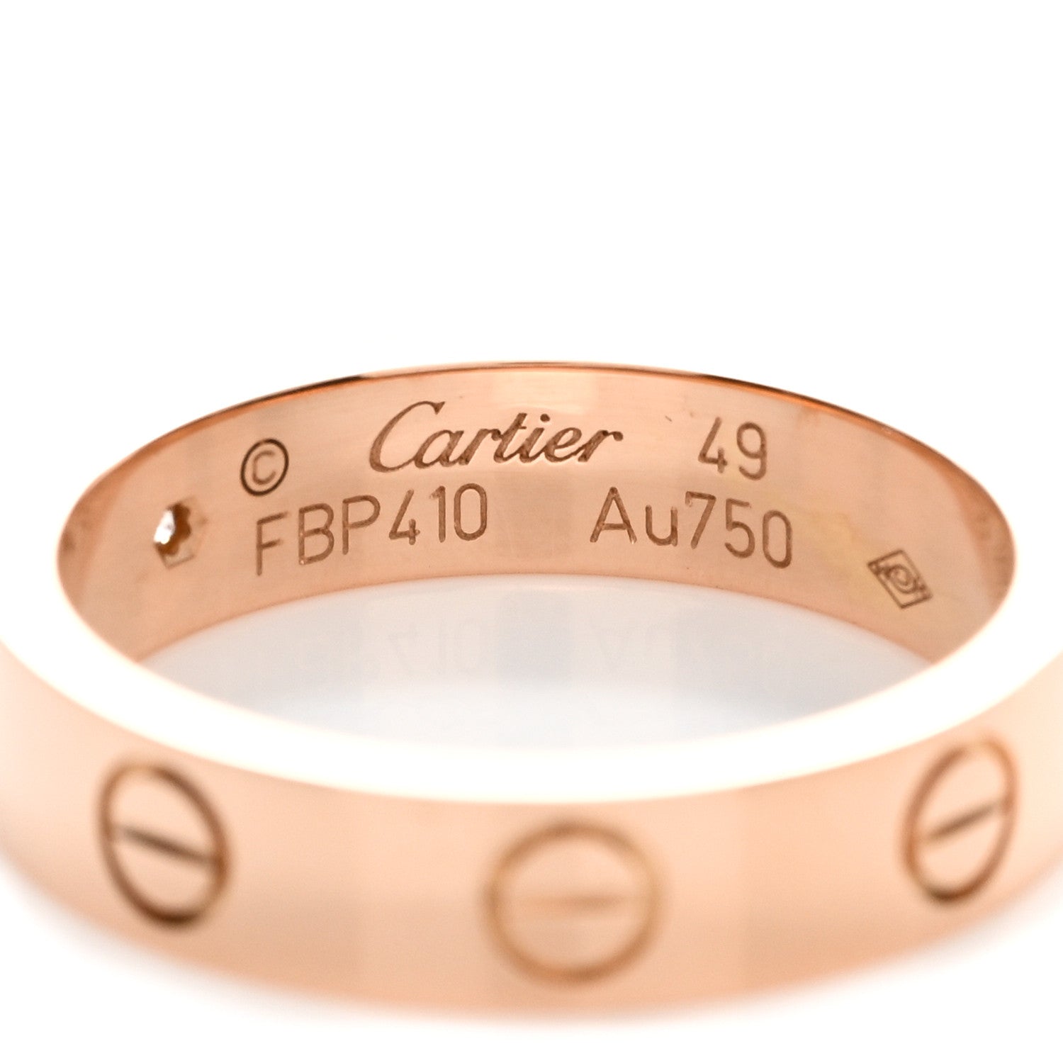 Cartier 18K Pink Gold Diamond 4mm LOVE Wedding Band Ring 49 4.75 3 of 3