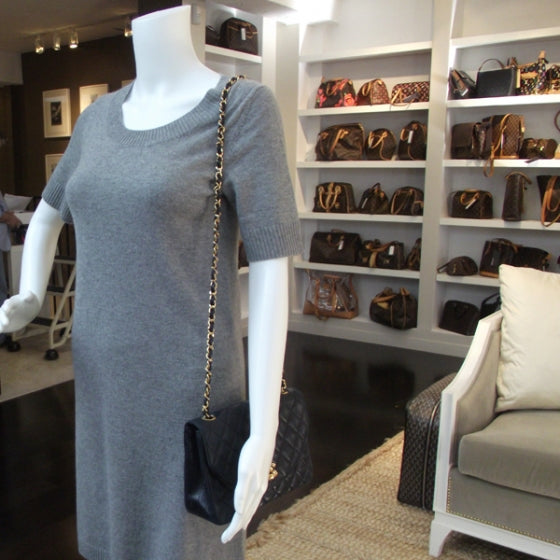 Lambskin Quilted Small Flap Navy