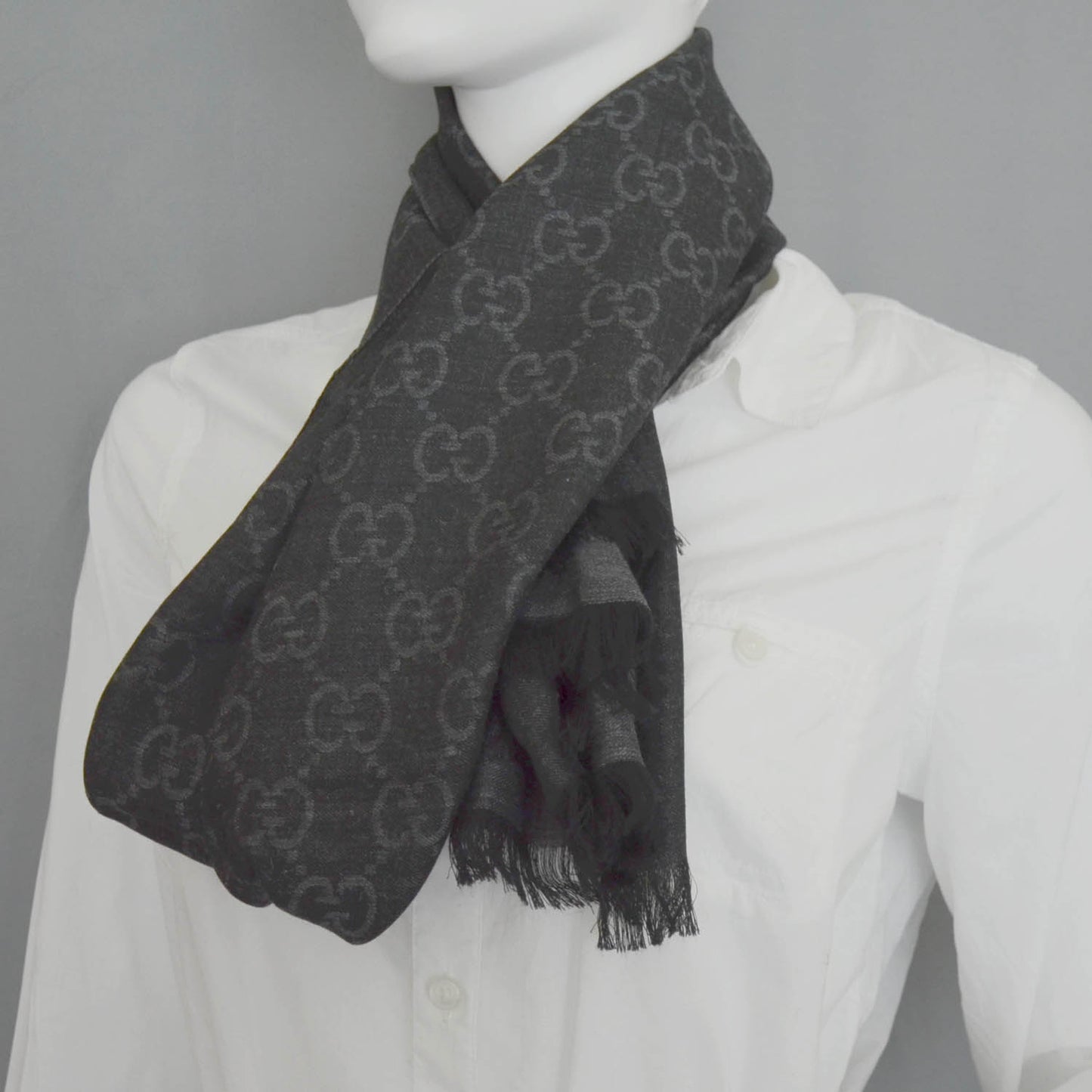 Wool Silk Monogram Scarf