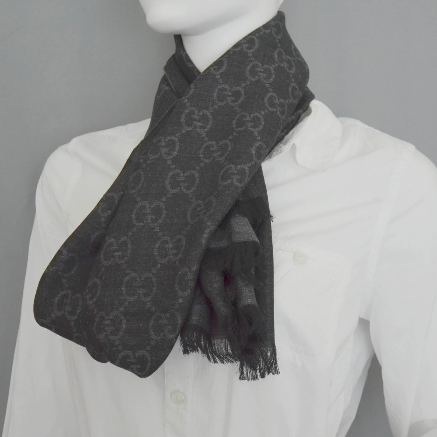 Gucci Wool Silk Monogram Scarf 2 of 6