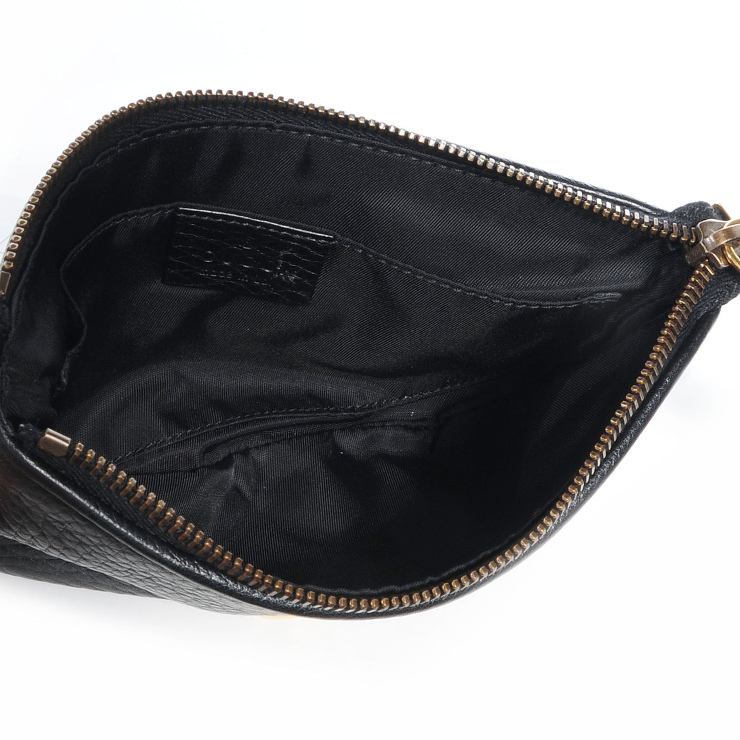 Pebbled Leather Wristlet GG Black