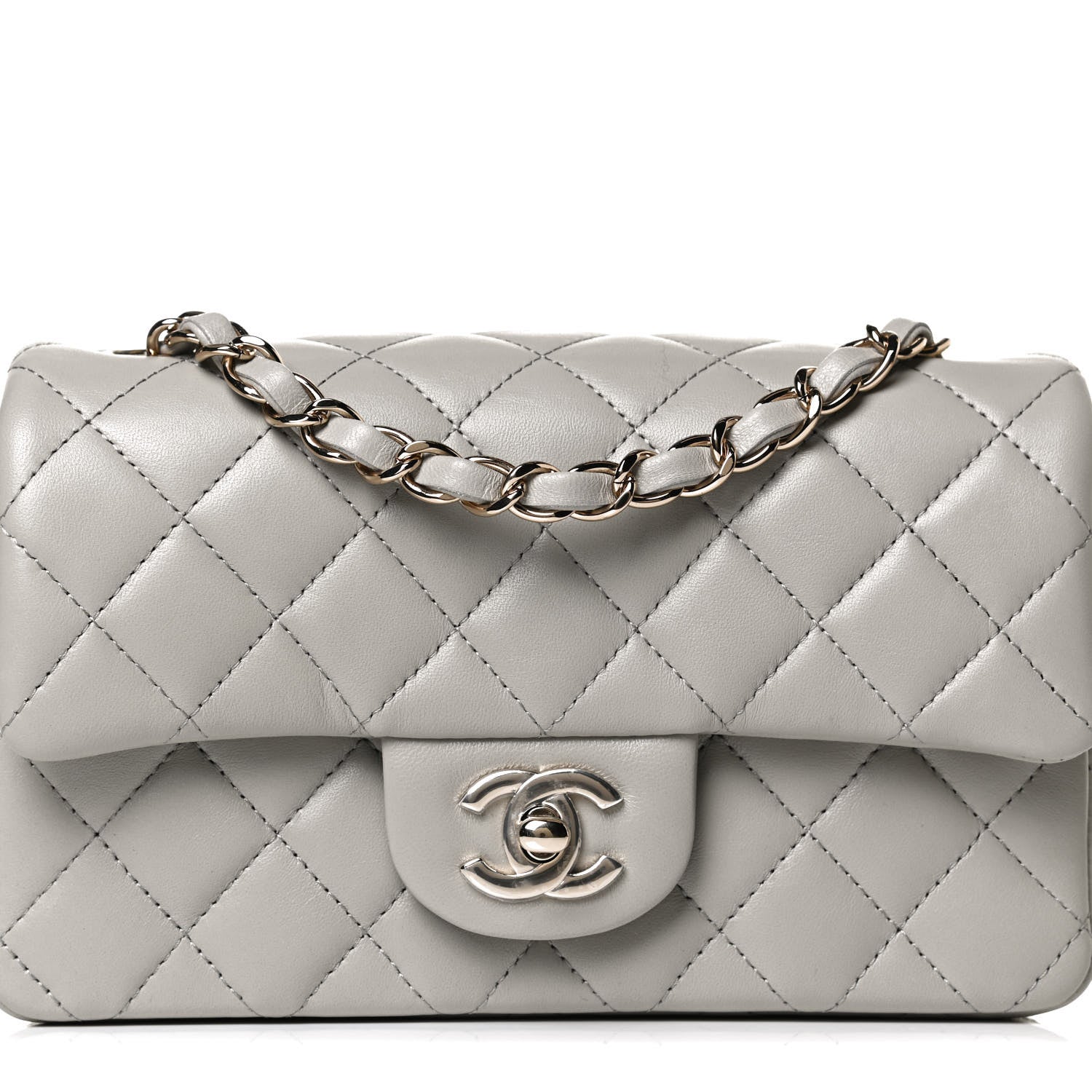Chanel Lambskin Quilted Mini Rectangular Flap Grey 7 of 11