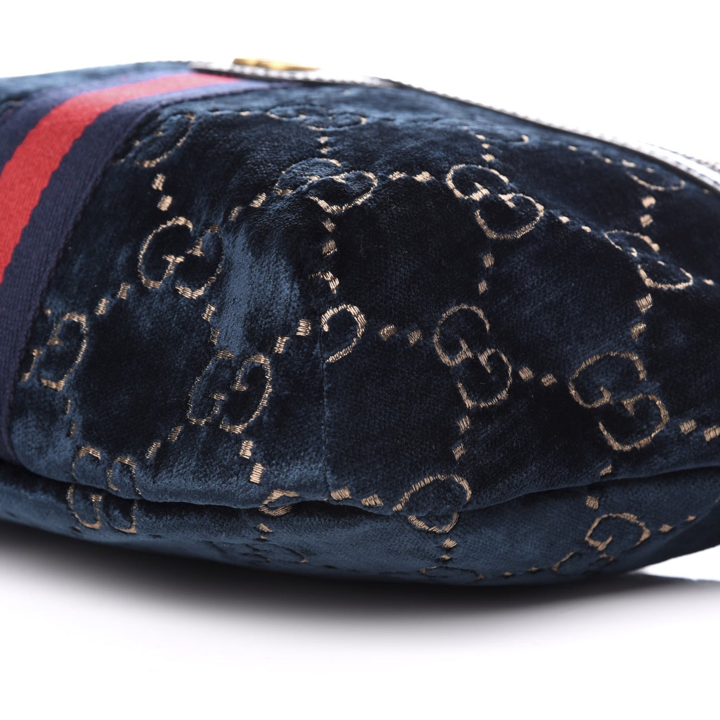 Velvet GG Monogram Web Belt Bag Blue Beige
