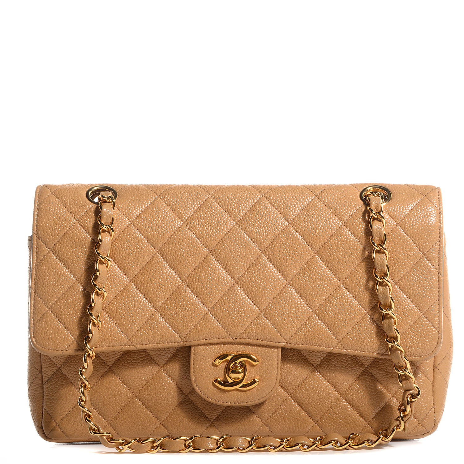 Chanel Caviar Quilted Medium Double Flap Beige 1 of 8