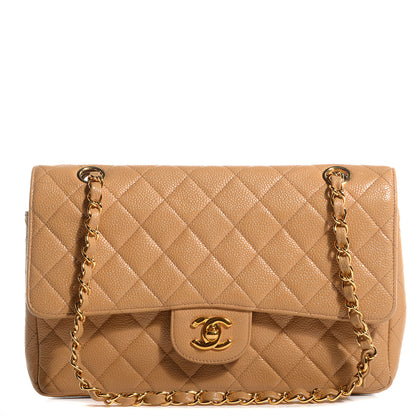 Chanel Caviar Quilted Medium Double Flap Beige 1 of 8