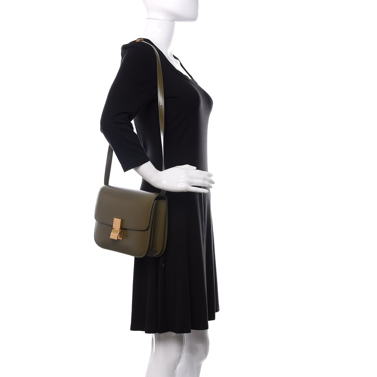 Box Calfskin Classic Box Medium Flap Bag Army Green