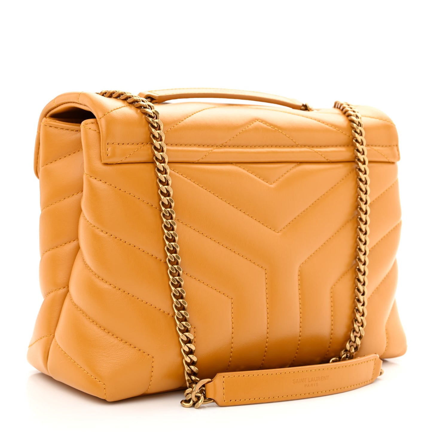 Calfskin Y Quilted Monogram Small Loulou Chain Satchel Cheddar Cheddar