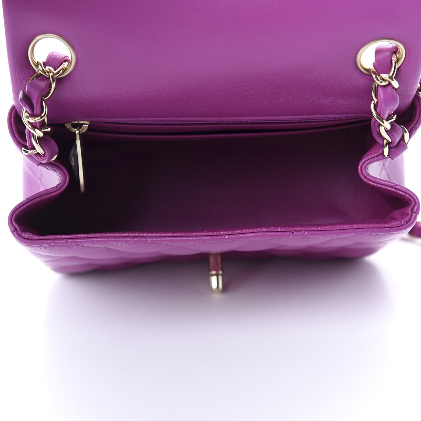 Lambskin Quilted Mini Square Flap Purple