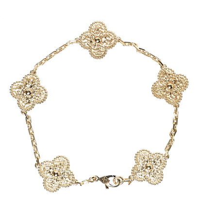Van Cleef & Arpels 18K Yellow Gold 5 Motifs Vintage Alhambra Bracelet 3 of 4