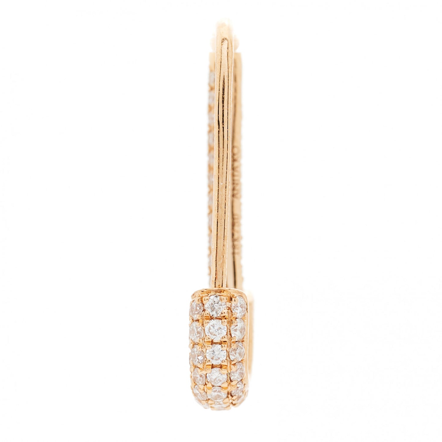 18K Rose Gold Diamond Mini Safety Pin Earring