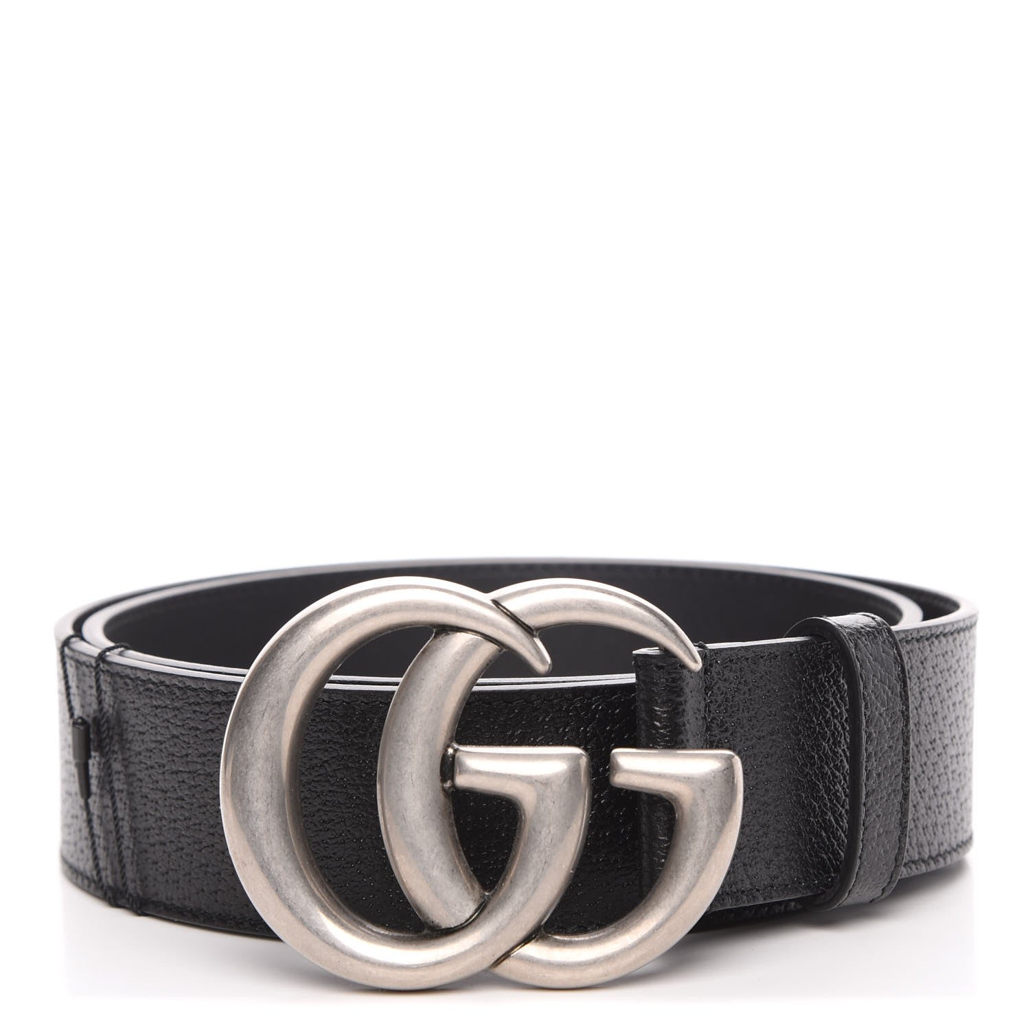 Gucci Textured Dollar Calfskin Nickel Double G 40mm Belt 85 34 Black 1 of 6