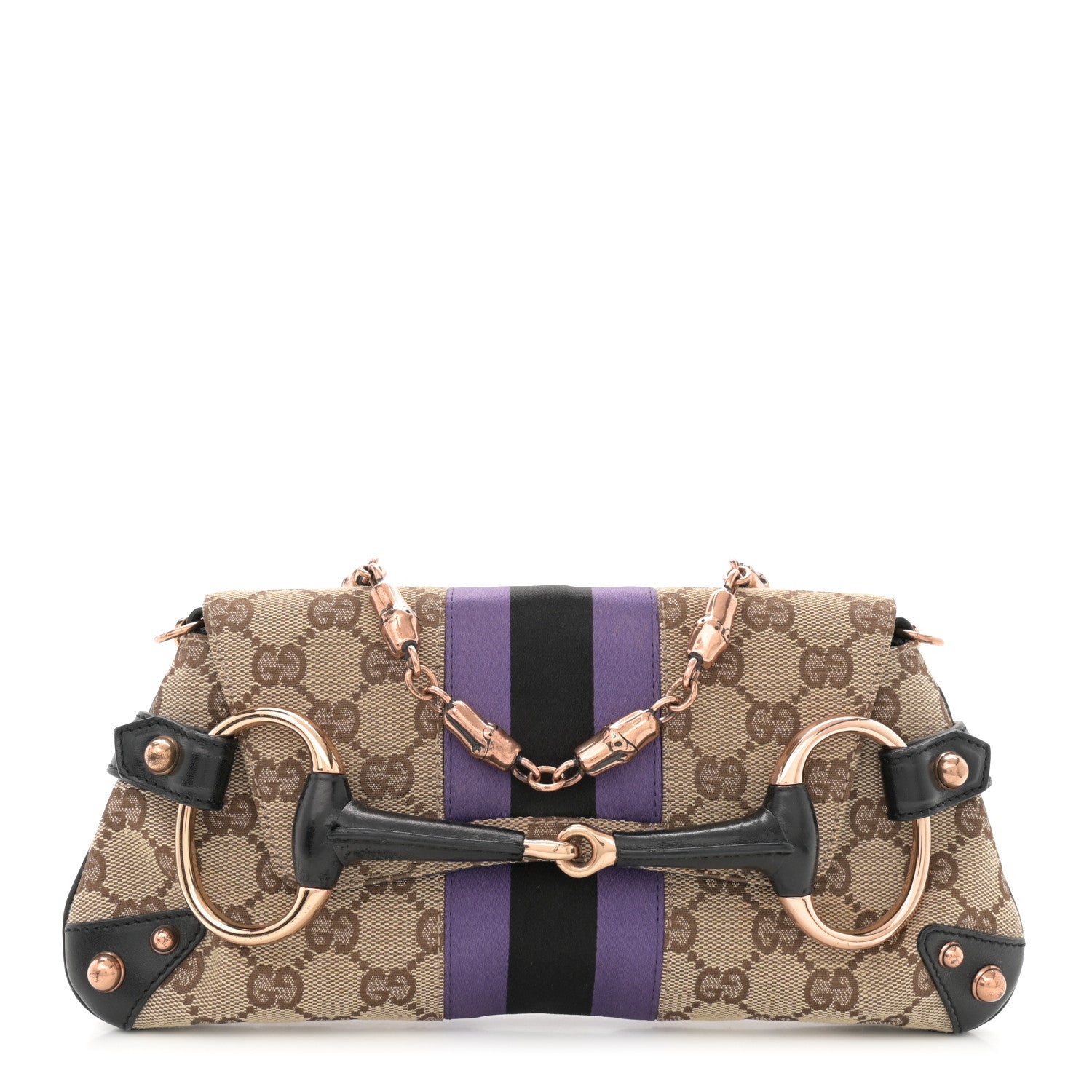 Gucci Tom Ford Monogram Horsebit Web Clutch Purple 1 of 13