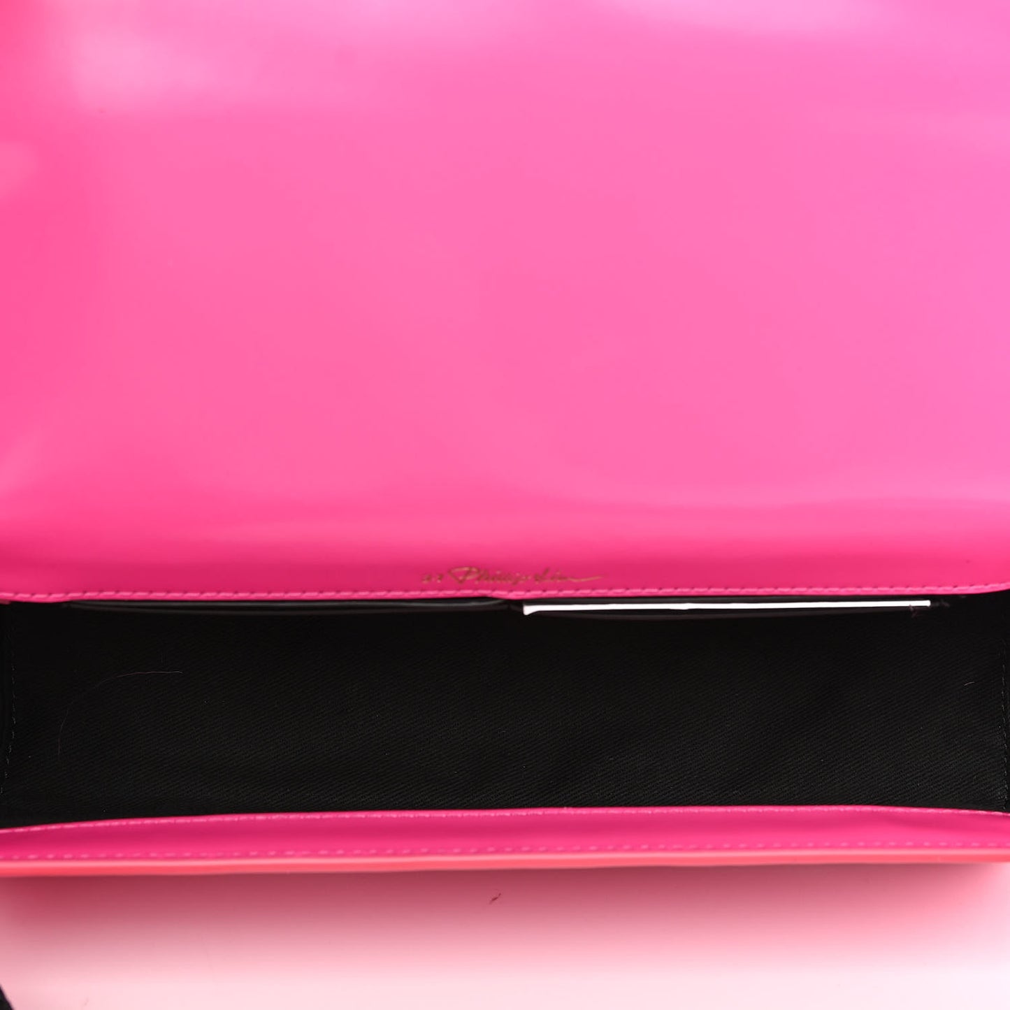 Shearling Calfskin Ray Baguette Crossbody Neon Pink