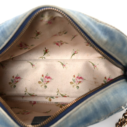 Gucci Denim Matelasse Small Pearly GG Marmont Chain Shoulder Bag Blue 5 of 12