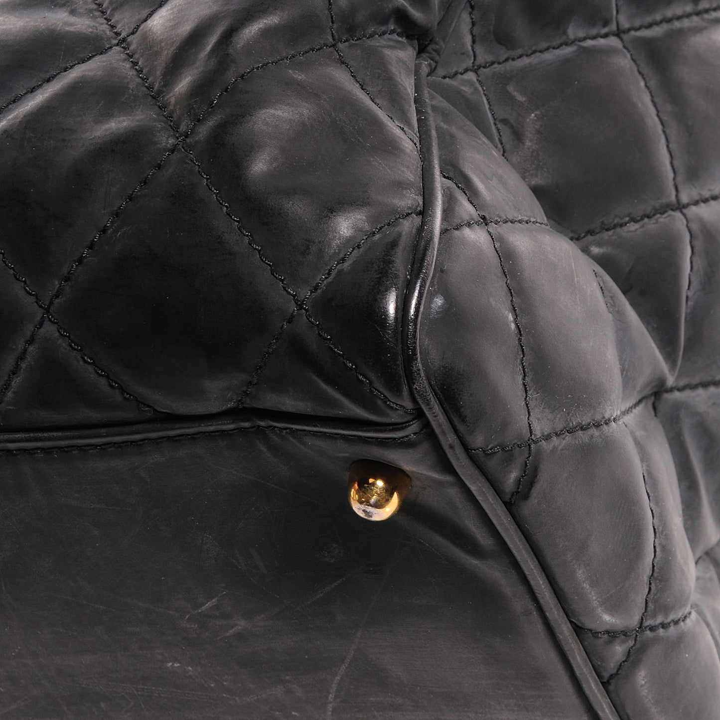 Quilted Vinyl Large Boston Black
