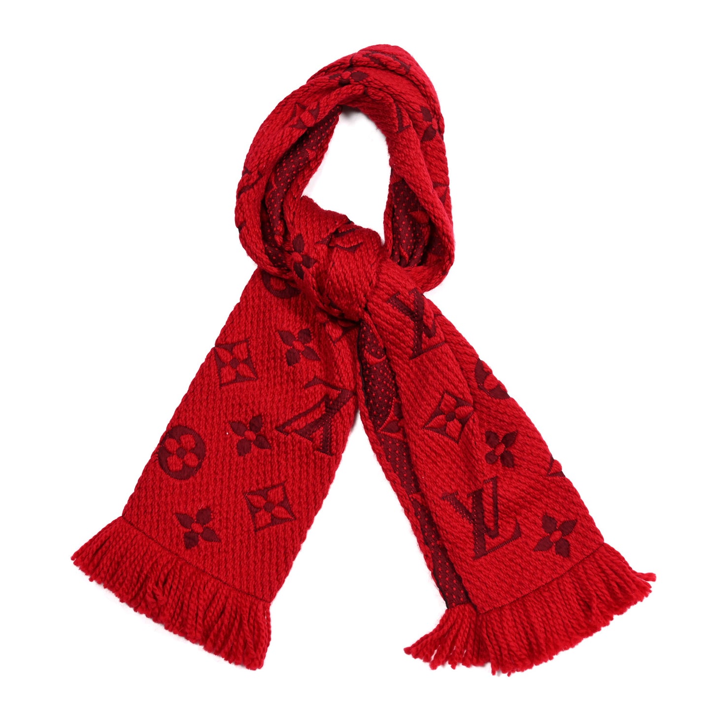 Wool Silk Logomania Scarf Rubis