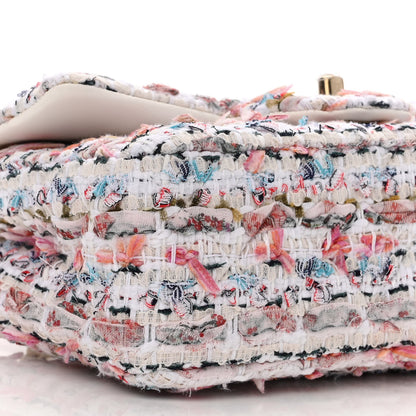 Chanel Tweed Quilted Mini Rectangular Flap Ecru Pink Blue Green 10 of 11