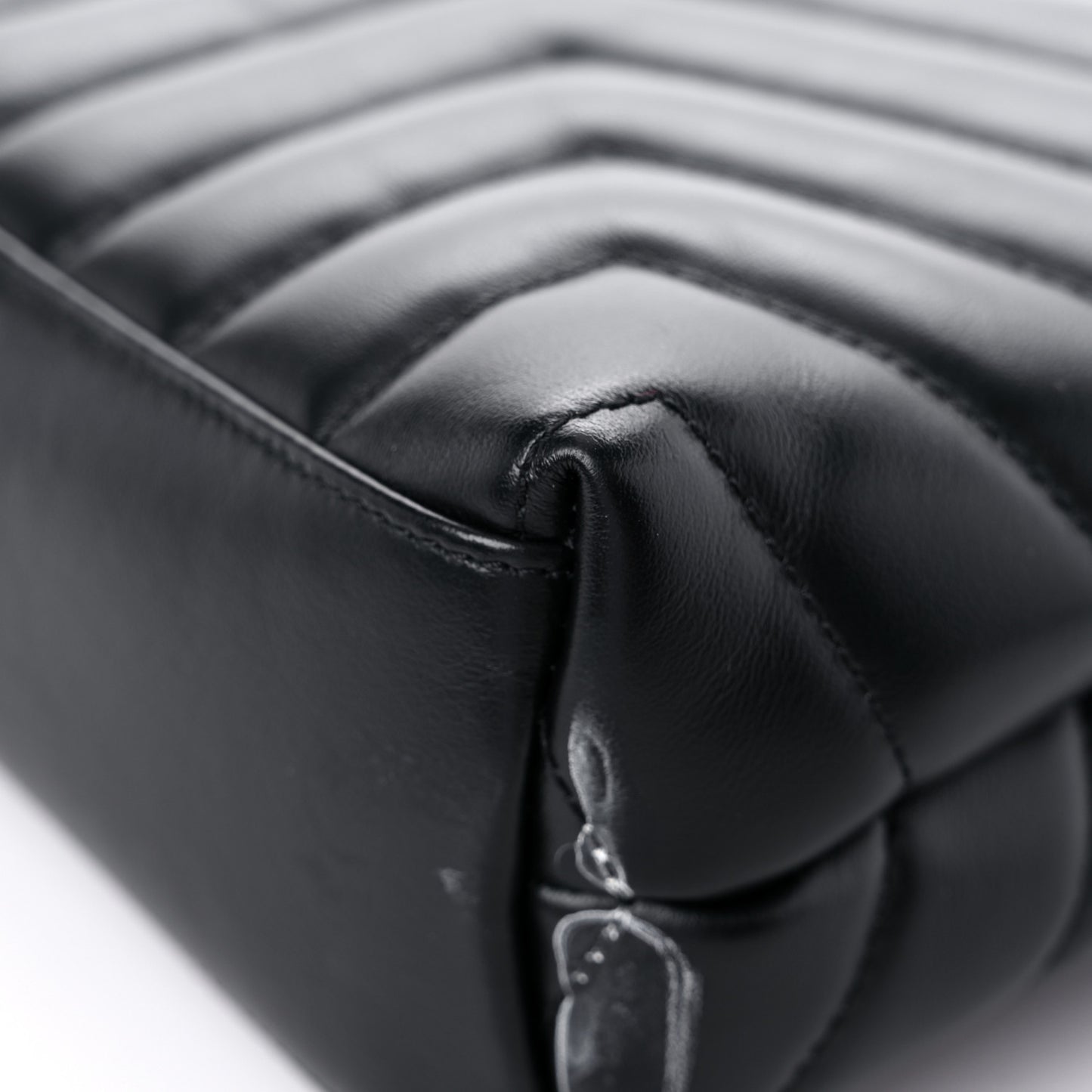 Calfskin Y Quilted Monogram Monochrome Small Loulou Chain Satchel Black