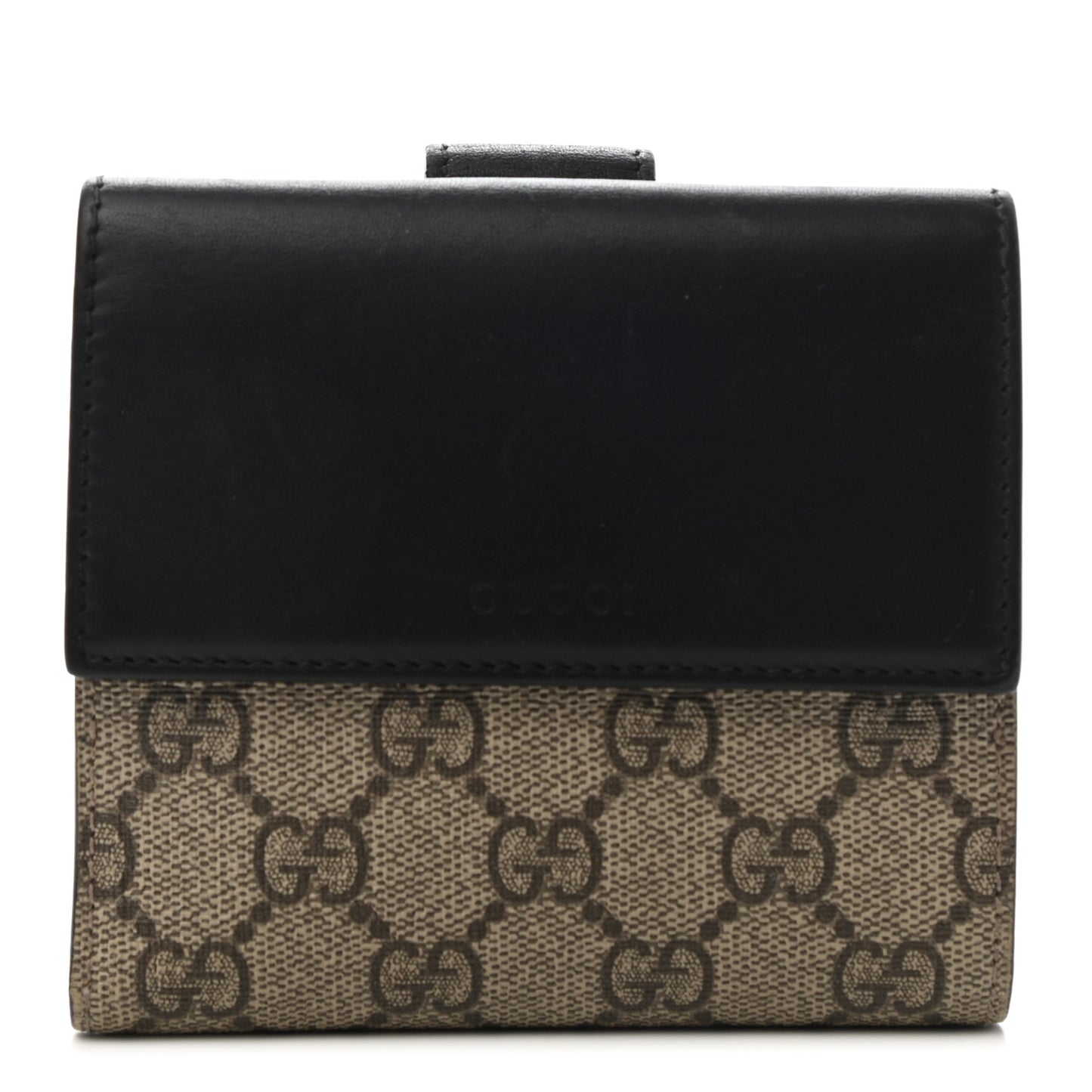 GG Supreme Monogram French Flap Wallet Black