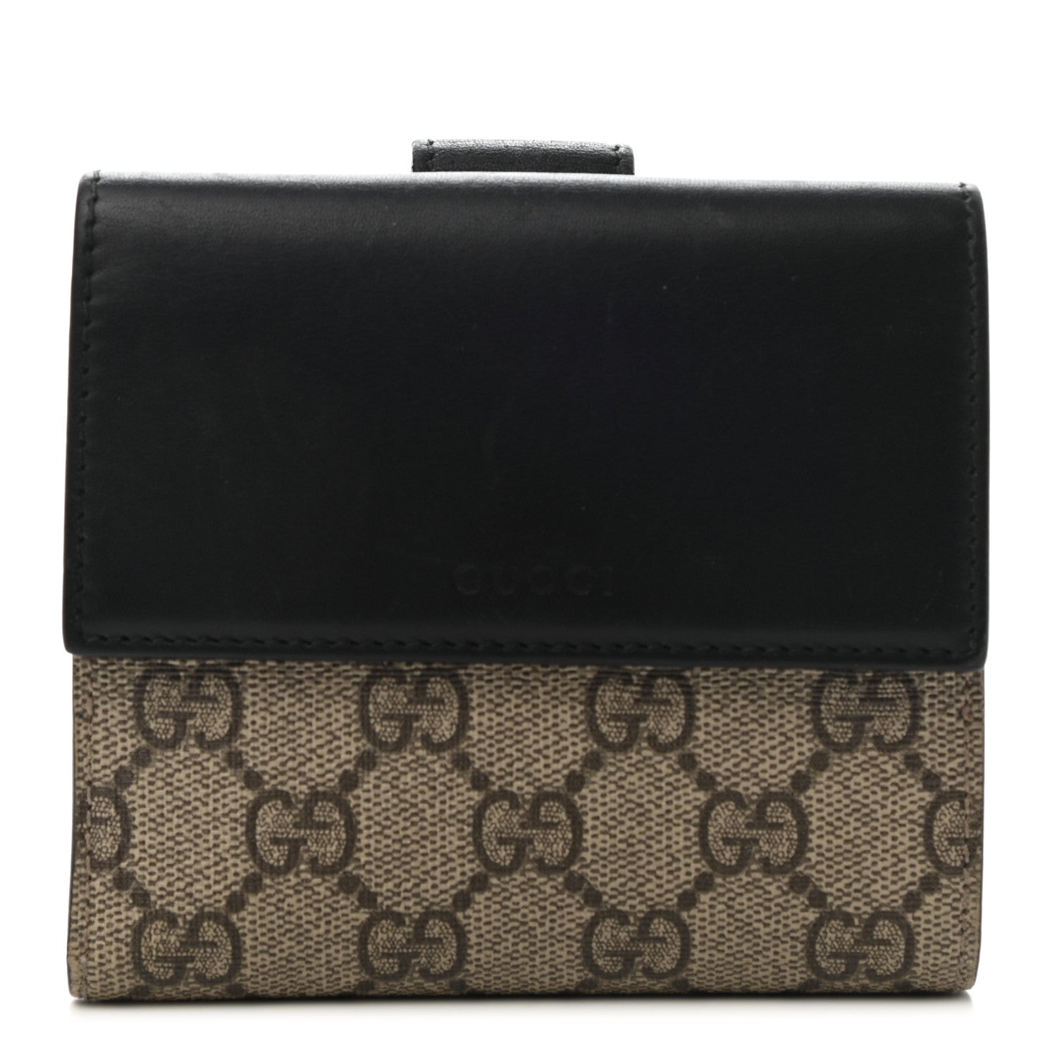 Gucci GG Supreme Monogram French Flap Wallet Black 1 of 8