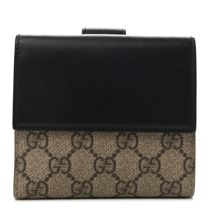 Gucci GG Supreme Monogram French Flap Wallet Black 1 of 8