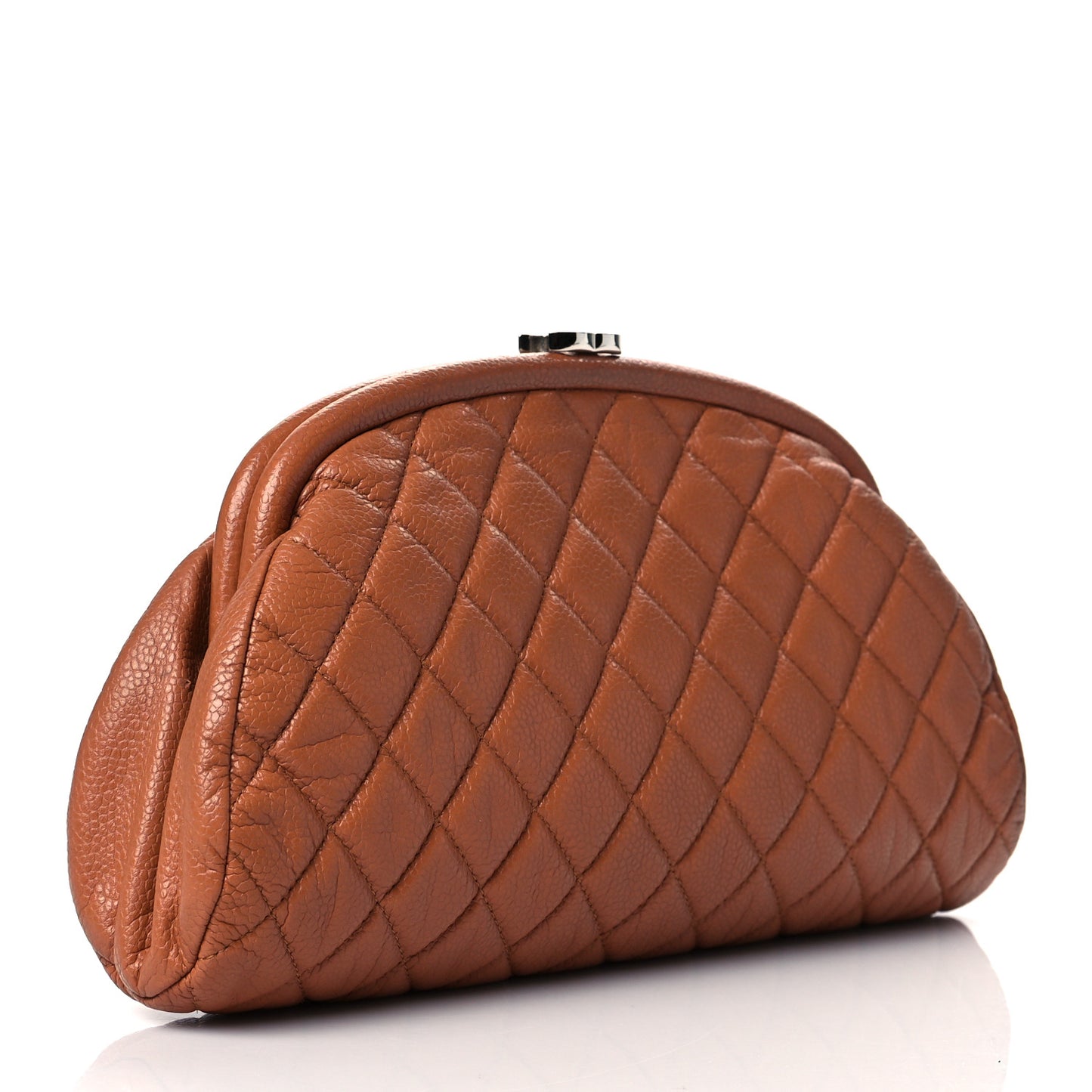 Caviar Quilted Timeless Clutch Light Brown