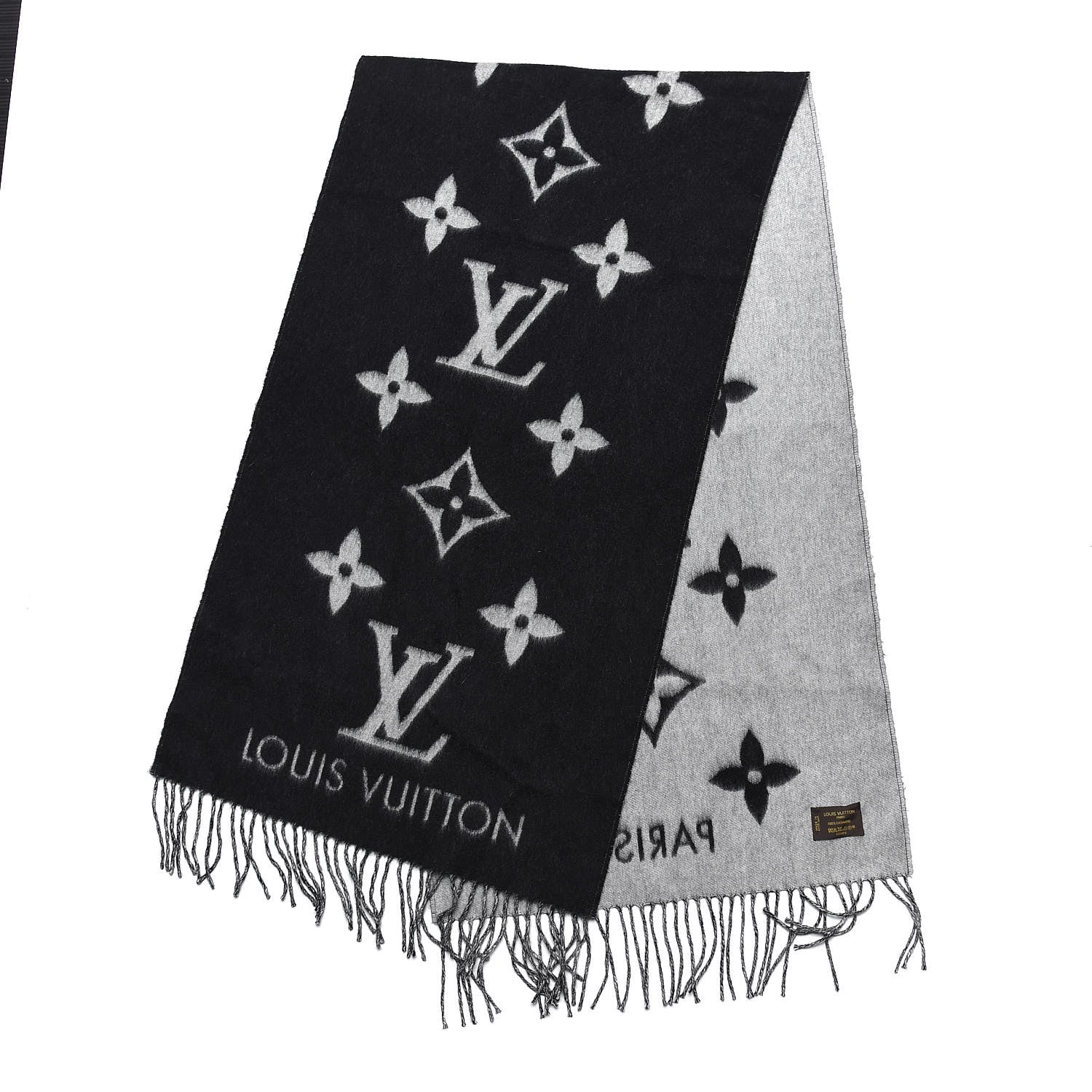 Louis Vuitton Cashmere Monogram Reykjavik Scarf Black 3 of 4
