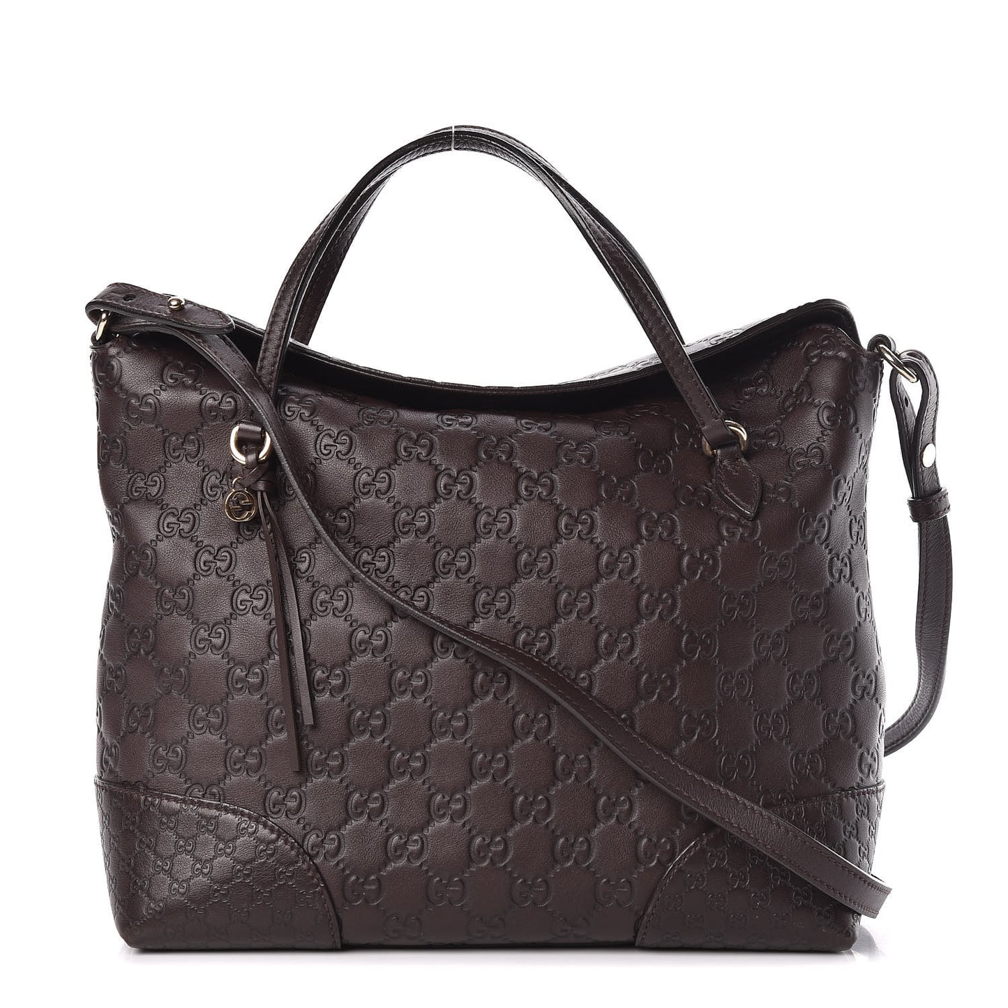 Guccissima Medium Bree Foldover Tote Chocolate