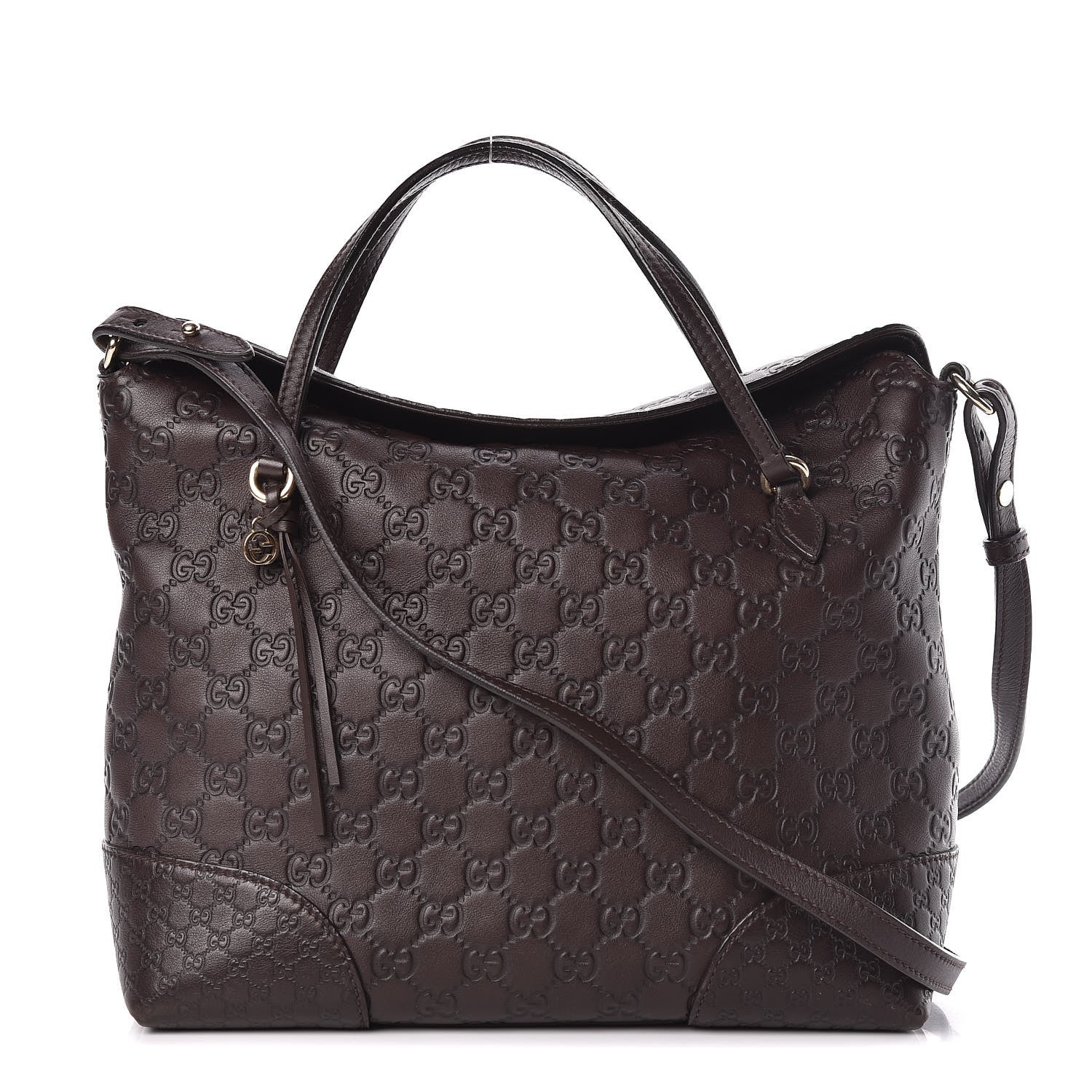 Gucci Guccissima Medium Bree Foldover Tote Chocolate 1 of 12