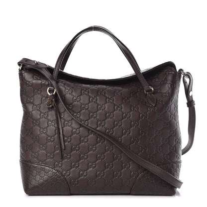 Gucci Guccissima Medium Bree Foldover Tote Chocolate 1 of 12