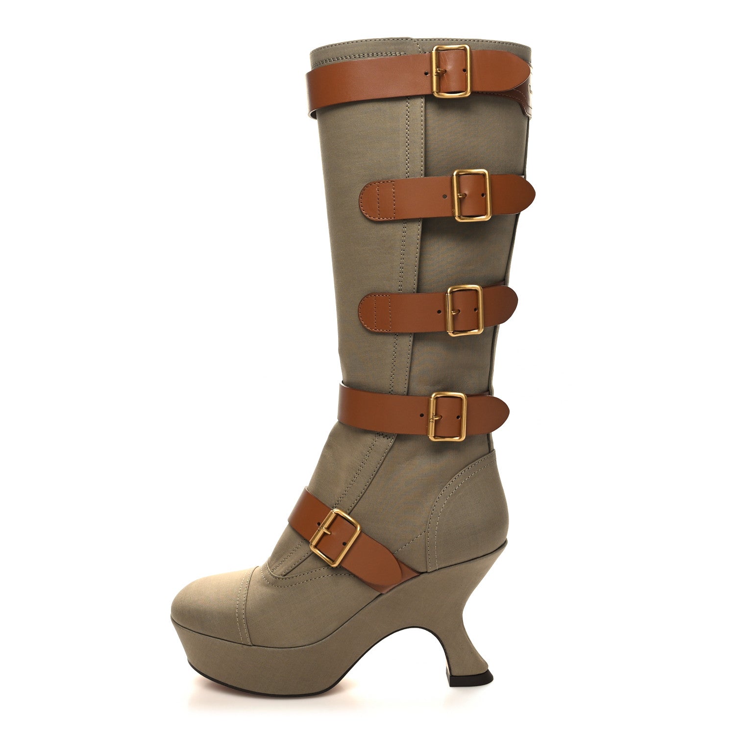 Christian Dior Technical Fabric Calfskin Diorevolt High Boots 36.5 Golden Saddle 1 of 9