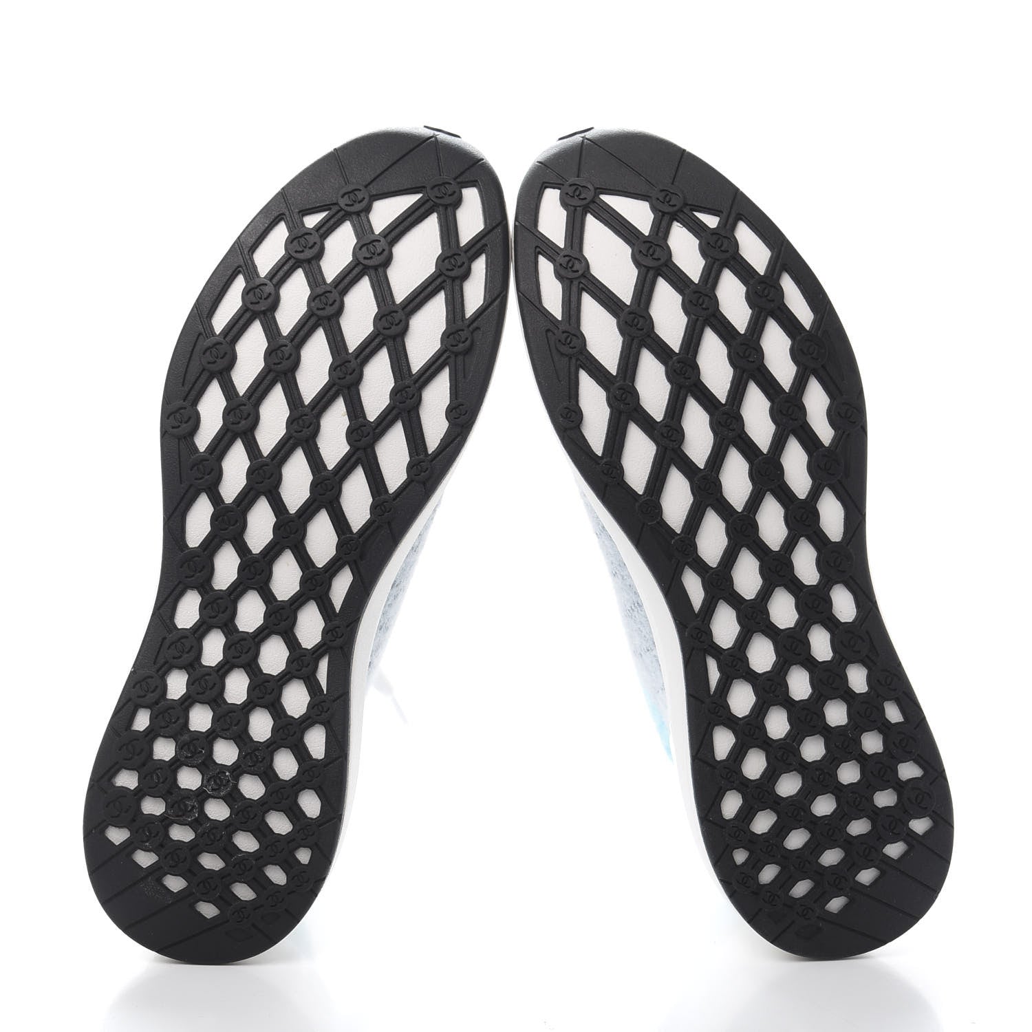 Chanel Mixed Fabrics Knit Sneakers 39.5 Grey Pink Blue 6 of 9