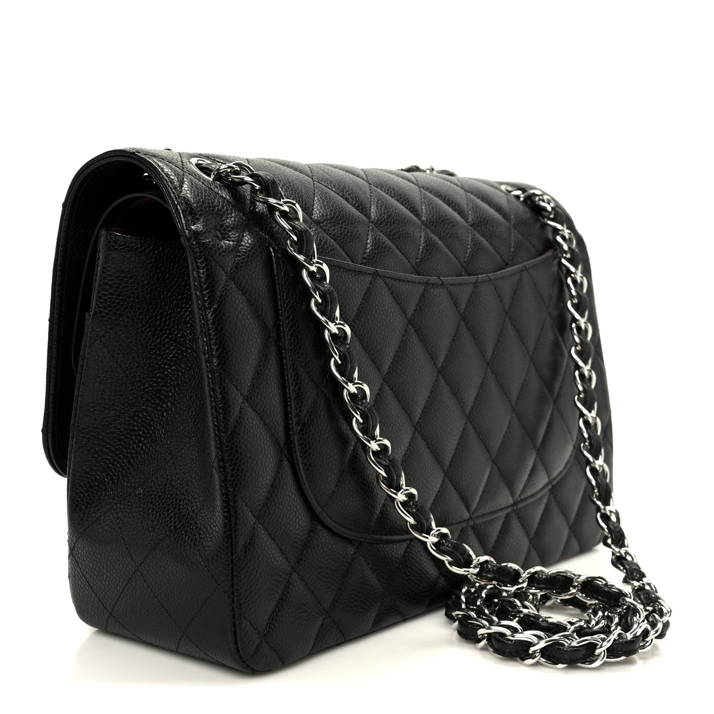 Caviar Quilted Jumbo Double Flap Black