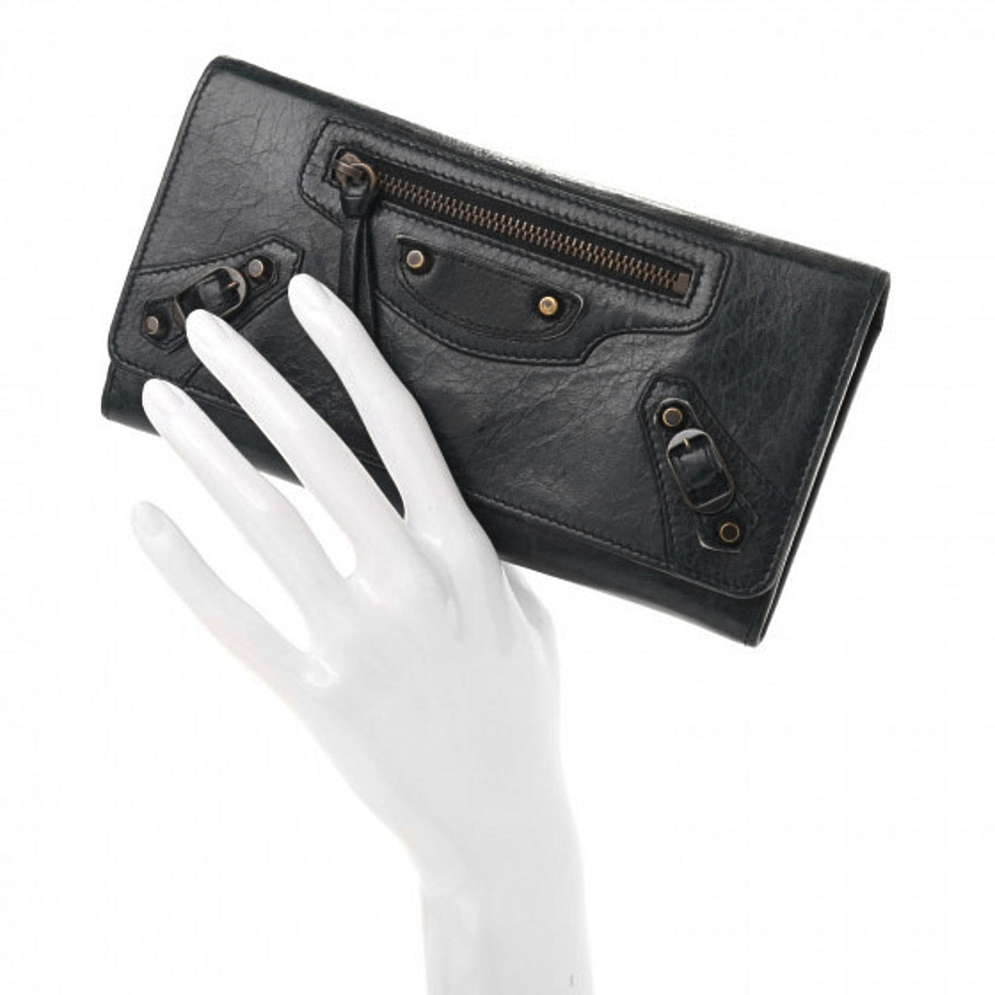 Agneau Classic Hardware Money Wallet Black